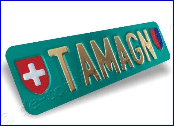 Plaque avant verte 80x300 mm "texte or & chrome avec cussons"